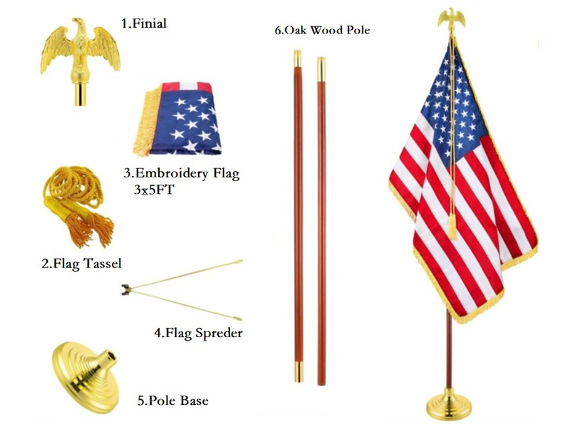 Oak Wood Indoor Flag Kit