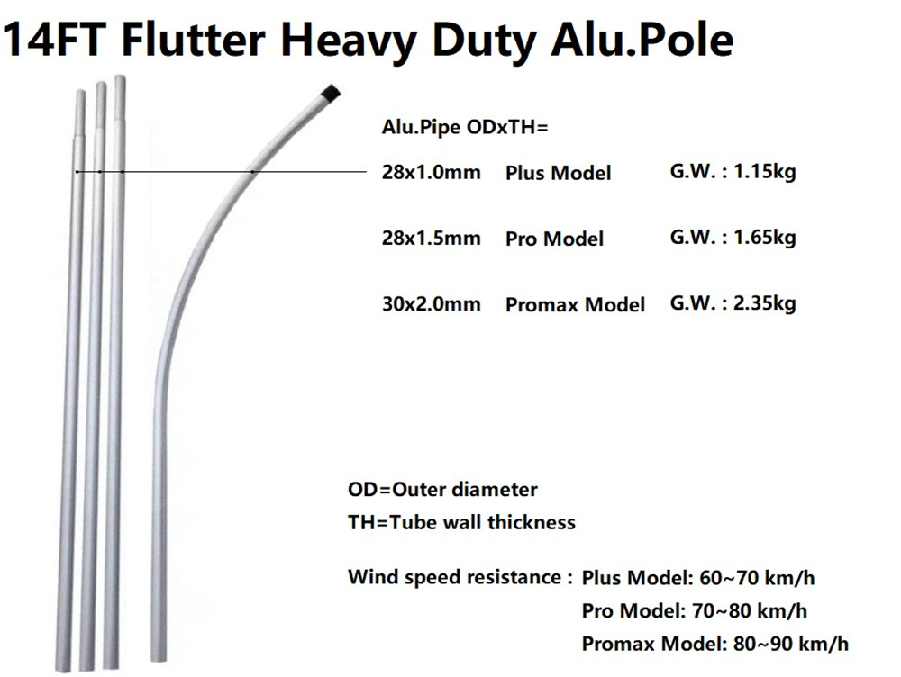 14FT Flutter  Heavy Duty Alu.Pole