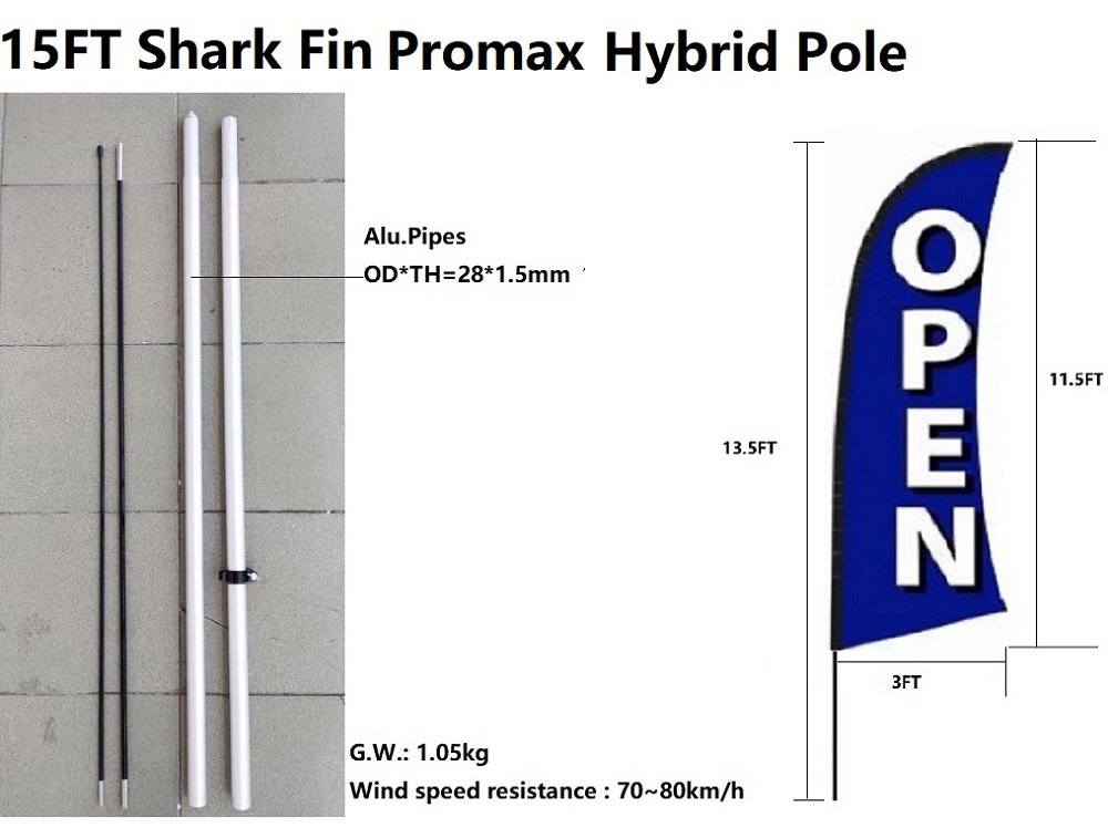 15FT Shark Fin Promax Hybrid Pole