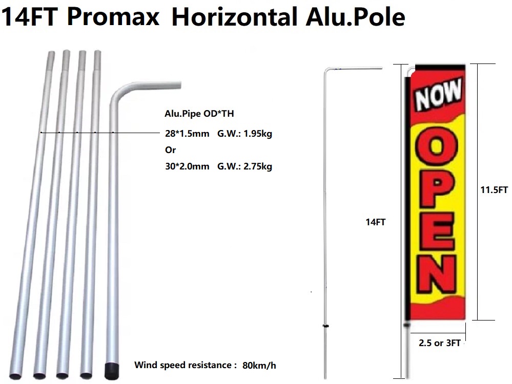 14FT Promax Horizontal Alu.Pole