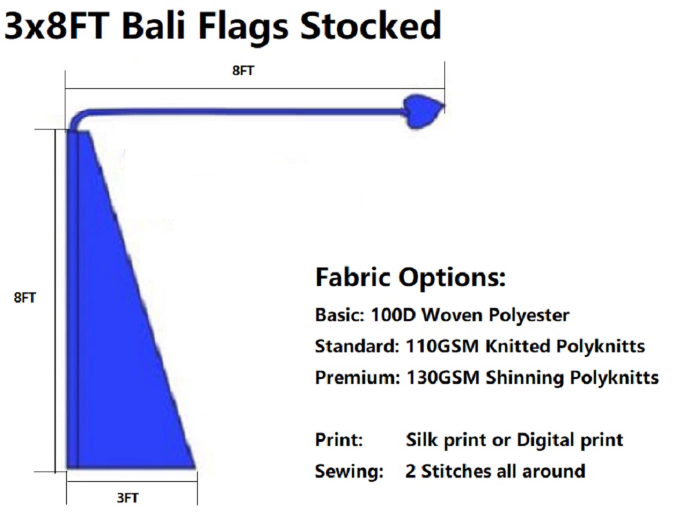 3x11.5FT Bali Flags Stocked